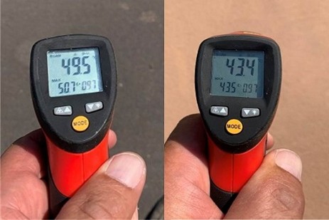 Temperaturunterschied Asphaltfarbe Absenkung der Temperaturen durch Asphaltfarbe